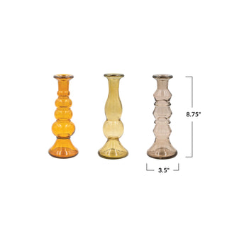 Recycled Glass Taper Holder - 3 Colors, 3 Styles