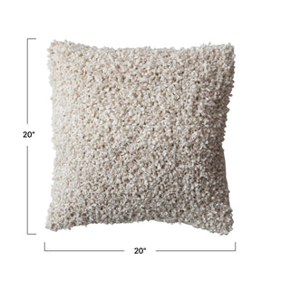 Square Woven Cotton Blend Bouclé Pillow - 20"