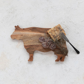 Acacia Wood Cow Shaped Cheese/Cutting Board, Natural