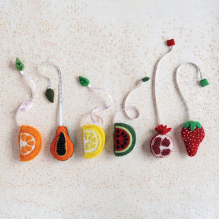 Handmade Embroidered Felt Fruit Tape Measure, 6 Styles (Each Measures 5')