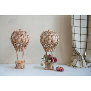 Hand-Woven Rattan Hot Air Balloon Tealight Holder/Vase
