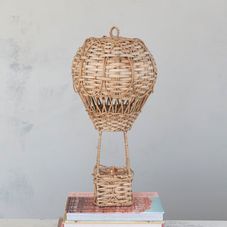 Hand-Woven Rattan Hot Air Balloon Tealight Holder/Vase