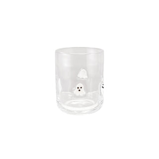 Drinking Glass with Embedded Ghosts, White & Black - 16 oz