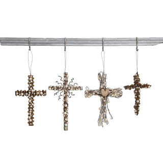 Wire Cross with Beads Ornament - 4 Styles