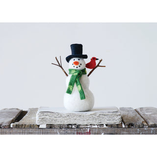 Felt Snowman w/ Scarf Hat Cardinal