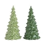 Light/Dark Green Stoneware Tree 4" x 8"H