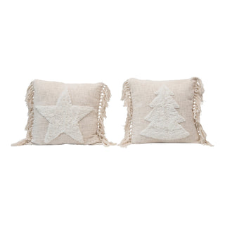 Christmas Tree and Star Tassel Pillow