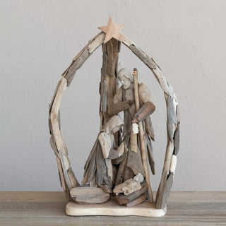 Handmade Driftwood & Acacia Wood Nativity Scene