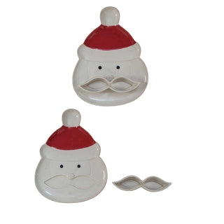 Stoneware Santa Head Shaped Platter w/ Mustache Dish, Set of 2 (Each One Will Vary)