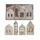 Birch Bark Houses w/ Windows - Box Set of 4