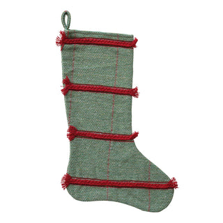 Woven Stocking with Braided Embroidery & Fringe