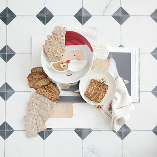 Stoneware Santa Head Shaped Platter w/ Mustache Dish